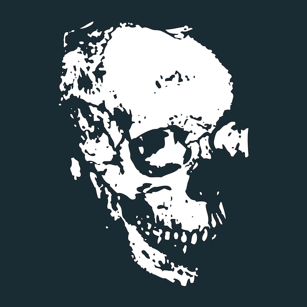 Vector premium I dibujo cráneo cabeza muerte esqueleto arte oscuro vintage