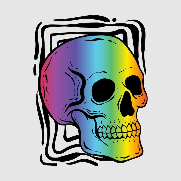 Vector premium de ilustración de calavera colorida dibujada a mano