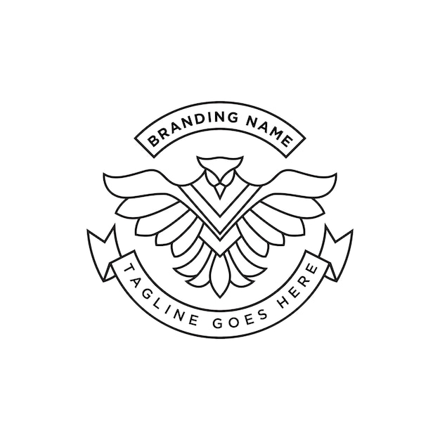 vector premium de línea fénix logo de arte