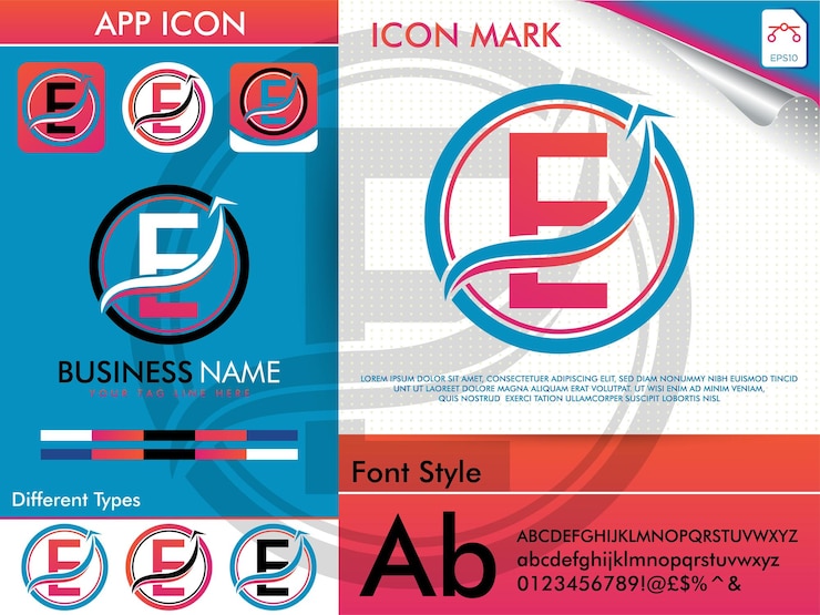 Vector vector premium de logotipo de círculo simple de letra e