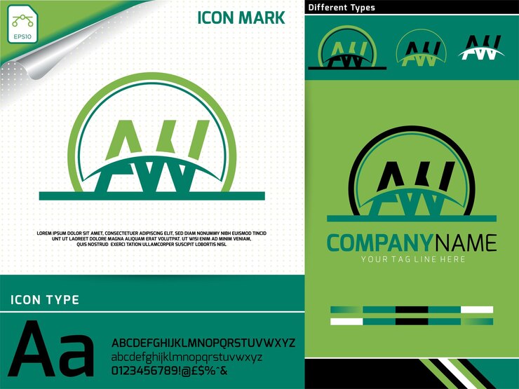 Vector vector premium de logotipo de letra aw