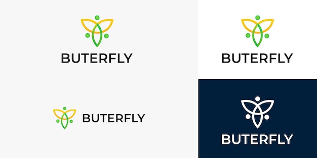 Vector premium de logotipo de mariposa de belleza moderna