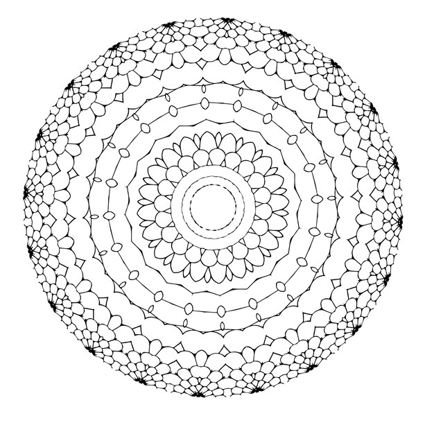 Vector premium de mandala abstracto étnico redondo y blanco negro