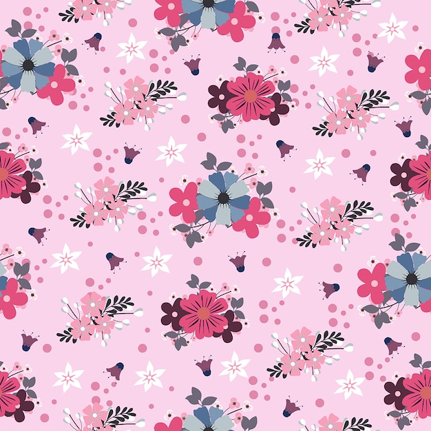 Vector premium de papel digital de patrones sin fisuras florales rosa