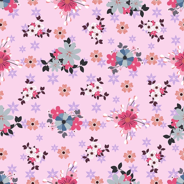 Vector premium de papel digital de patrones sin fisuras florales rosa
