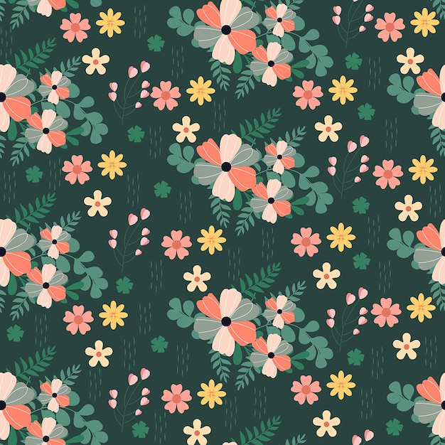 Vector premium de papel digital de patrones sin fisuras florales