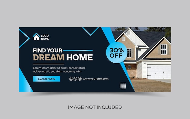 Vector premium de plantilla de banner de venta de bienes raíces o casas de linkedin moderno
