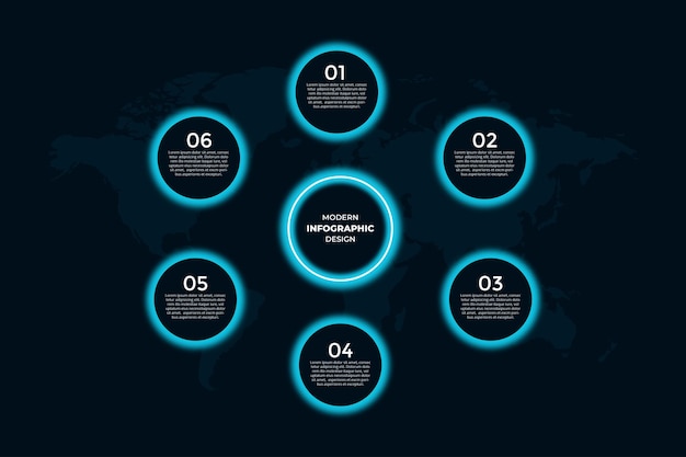 Vector premium de plantilla de diseño infográfico de iluminación de formas redondeadas coloridas