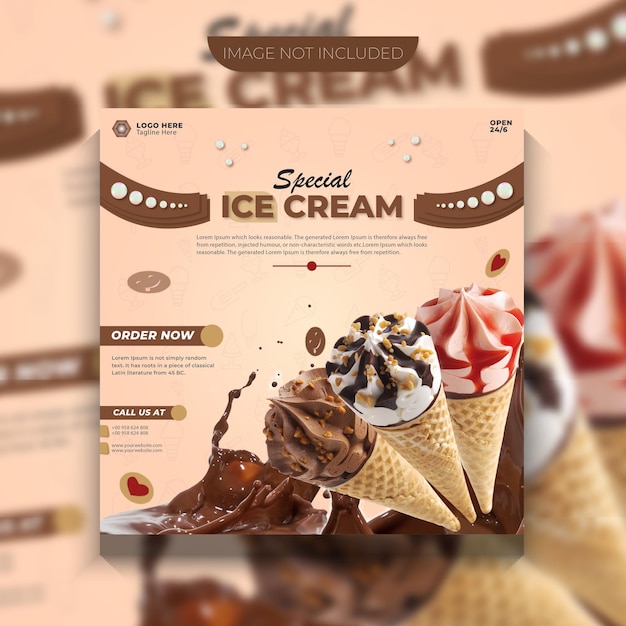 Vector premium de plantilla de diseño de póster único de redes sociales de helado
