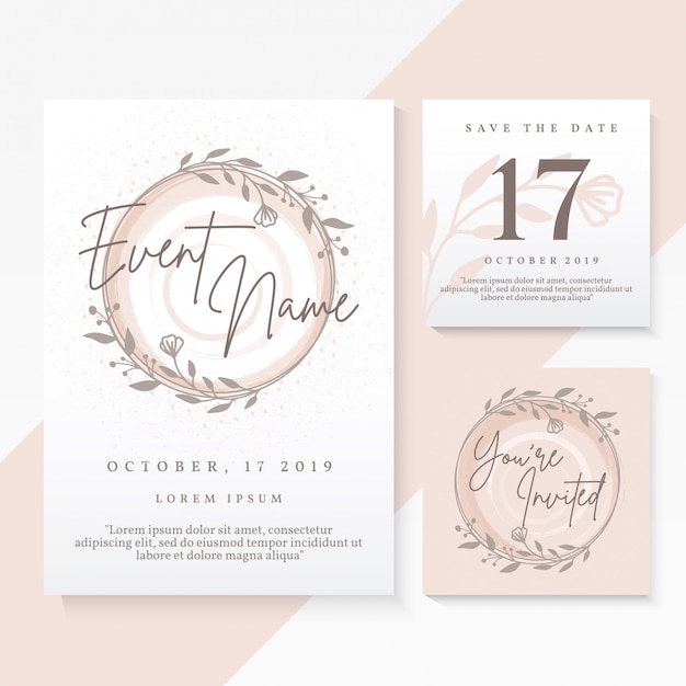 Vector premium de plantilla de diseño de tarjeta de invitación de boda