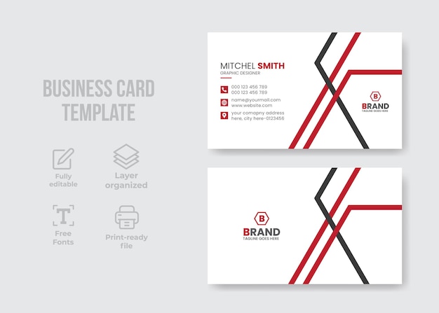 Vector premium de plantilla de diseño de tarjeta de visita creativa de negocios corporativos minimalistas modernos