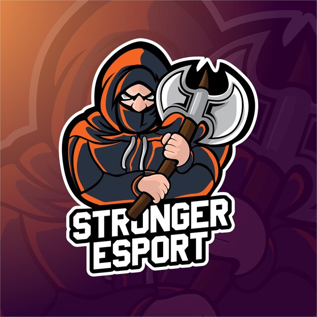 Vector premium de plantilla de logotipo de mascota de juego de esport de jugador profesional más fuerte Vector Premium