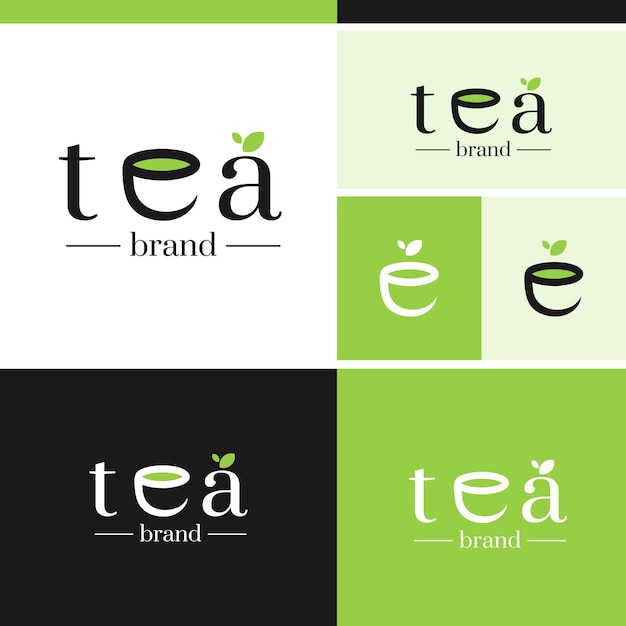 Vector vector premium de plantilla de logotipo de té de hierbas