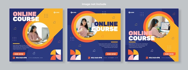 Vector premium de plantilla de paquete de redes sociales de curso en línea