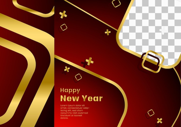 Vector vector premium de plantilla de redes sociales con dorado en la oscuridad. feliz año nuevo.