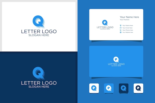 Vector premium de plantilla de tarjeta de visita y logotipo de diseño de letra inicial q