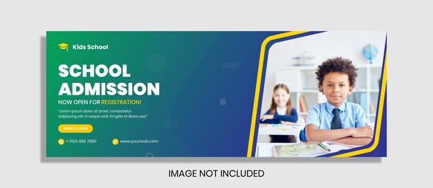 Vector premium de portada de facebook de admisión a la educación escolar