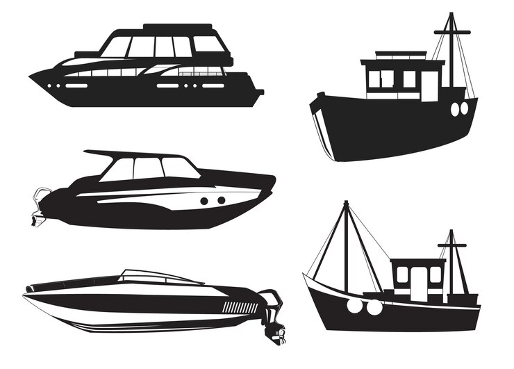 Vector vector premium de siluetas de colección de barcos