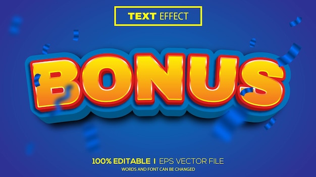 Vector premium de tema de bonificación de efecto de texto editable 3d