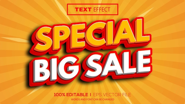 Vector premium de tema especial de gran venta de efecto de texto editable 3d