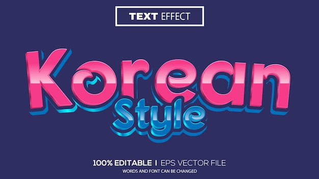 Vector premium de tema de estilo coreano de efecto de texto editable 3d