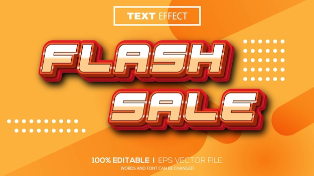 Vector premium de tema de venta flash de efecto de texto editable 3d
