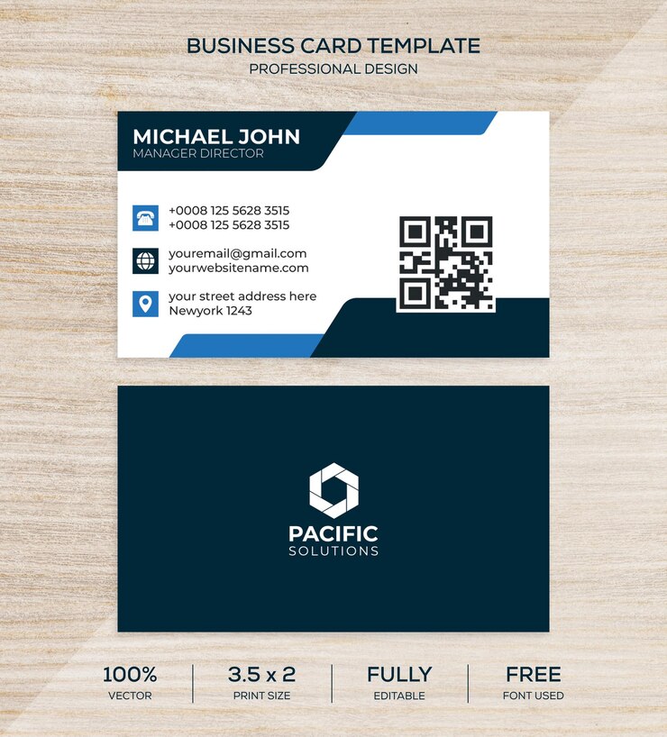 Vector profesional elegante azul y blanco moderna tarjeta de visita creativa