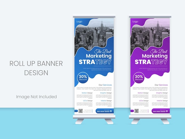 Vector profesional estiloso de negocios enrollable cartel de estantería de banner o plantilla de volante