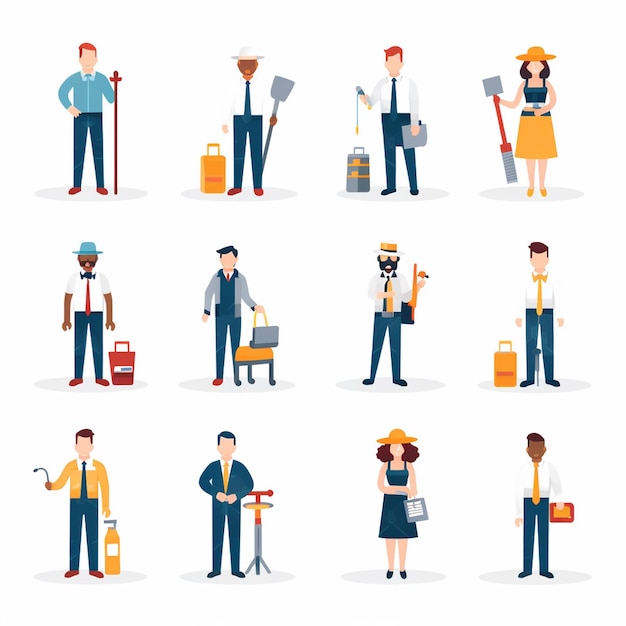 Vector profesional de negocios icono ilustración línea concepto símbolo personas conjunto de gestión