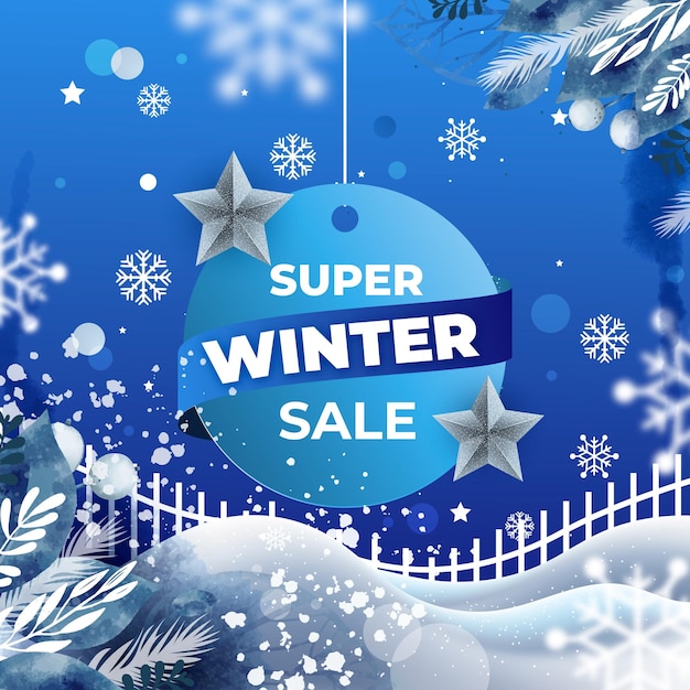 Vector de promoción de ventas de invierno realista