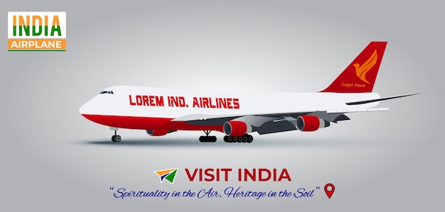 Vector promocional del avión indio para la campaña Visit India