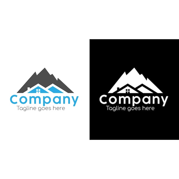 Vector propiedad casa logotipo bienes raíces montaña colina cabaña cabaña