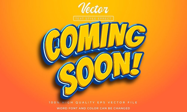 Vector próximamente texto efecto de texto de estilo 3d editable