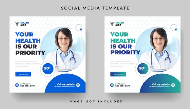 Vector de publicación de redes sociales único de servicio médico de salud