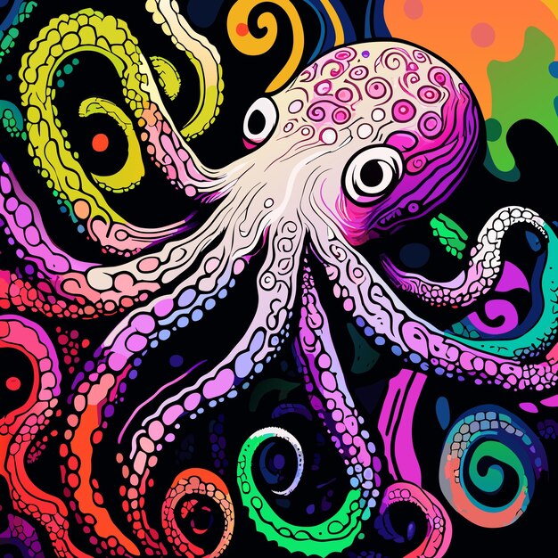 Vector de pulpo de colores