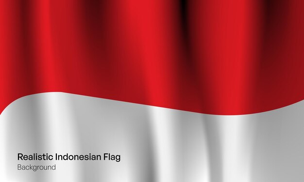 Vector que agita de la bandera de Indonesia realista