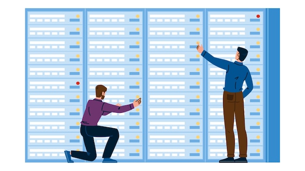 Vector de racks de almacenamiento de servidores