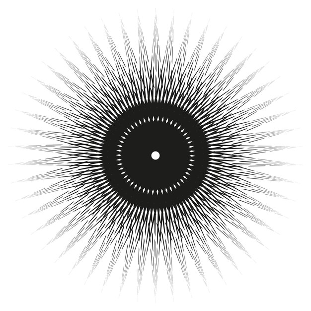Vector de ráfaga radial patrón de picos en blanco y negro diseño circular concéntrico en negrita