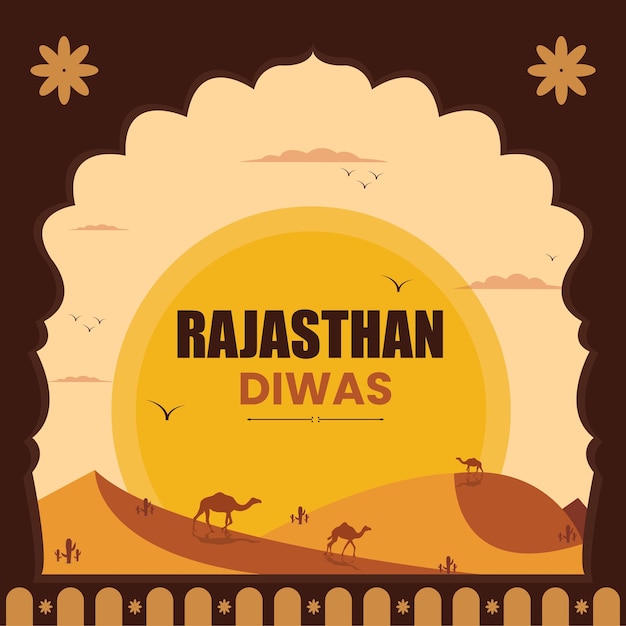 Vector vector, rajasthan, desierto, camello, vector, ilustración