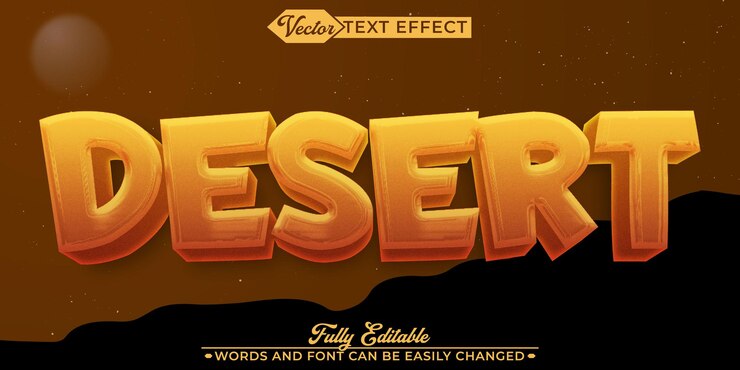 Vector vector de rally de desierto naranja de dibujos animados objeto inteligente totalmente editable efecto de texto