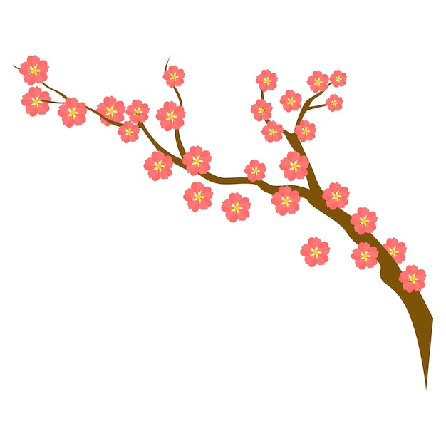 Vector de la rama realista de la flor de cerezo