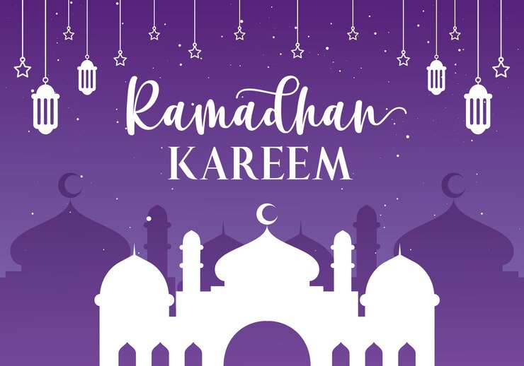 Vector ramadan kareem saludo con el diseño de la ilustración del símbolo islámico tranquilo
