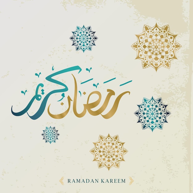 Vector ramadan kareem saludo diseño vintage elegante diseño con caligrafía árabe y arte mandala