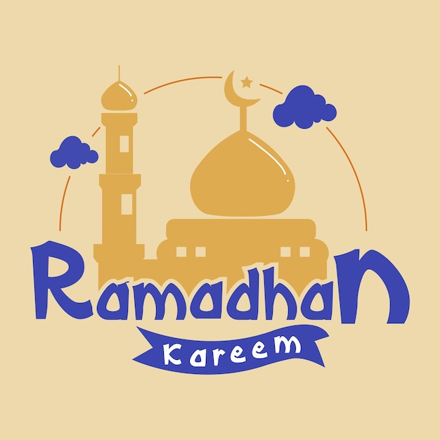 Vector vector ramadan kareem con la silueta de la mezquita