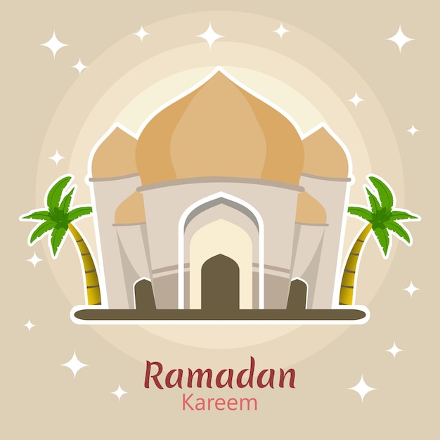 Vector vector ramadan kareem tarjeta de saludos con la mezquita