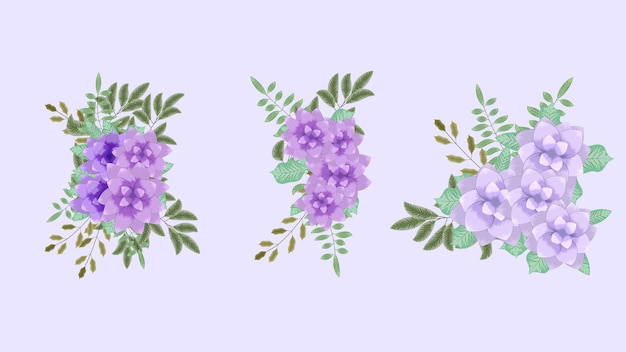 Vector ramo de racimos con flores de primavera establece arreglos aislados como diseño para pancartas