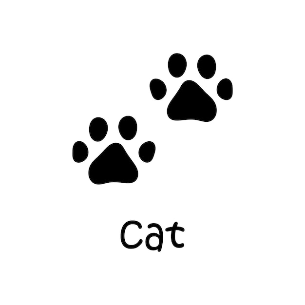 Vector rastro de pata de huella de animal tarjeta con texto huellas de gato clipart ilustración de silueta negra