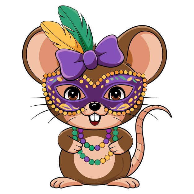 Vector de ratón del Mardi Gras