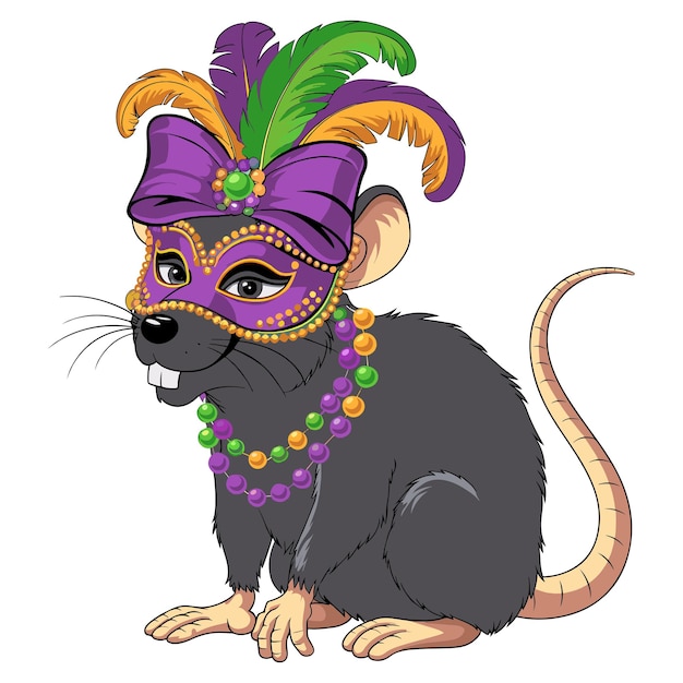 Vector de ratón del Mardi Gras