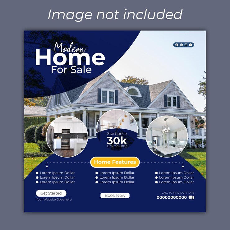 Vector real estate house social media instagram post o plantilla de banner web